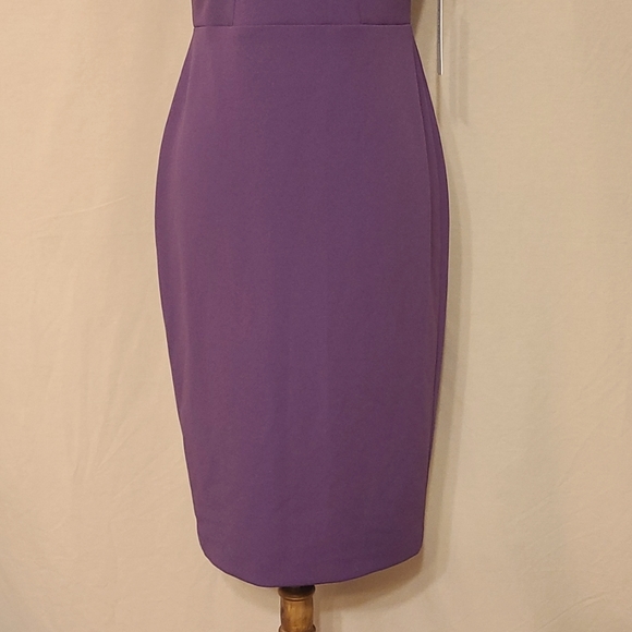 Calvin Klein Purple Gathered Cut-out Front Sleeveless Sheath Dress - Picture 8 of 10